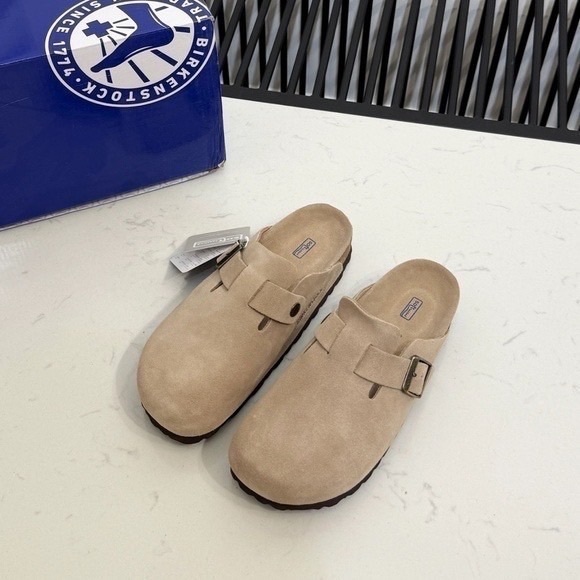Birkenstock Men's Beige Suede Slip-Ons - Picture 1 of 8